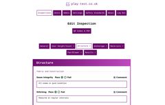 Screenshot of the Play-Test system in the process of editing an inspection